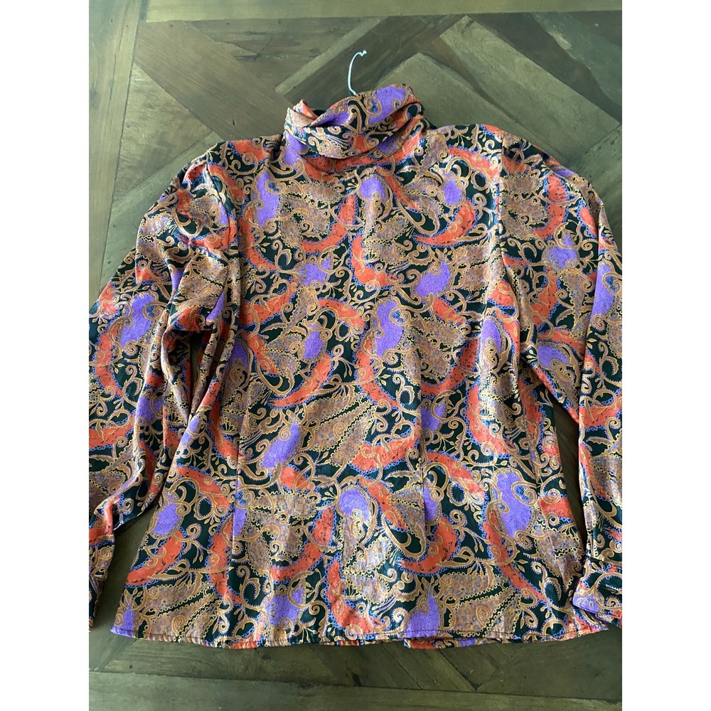 Tess Size 10 Multicolor Mock Neck‎ Dress Blouse